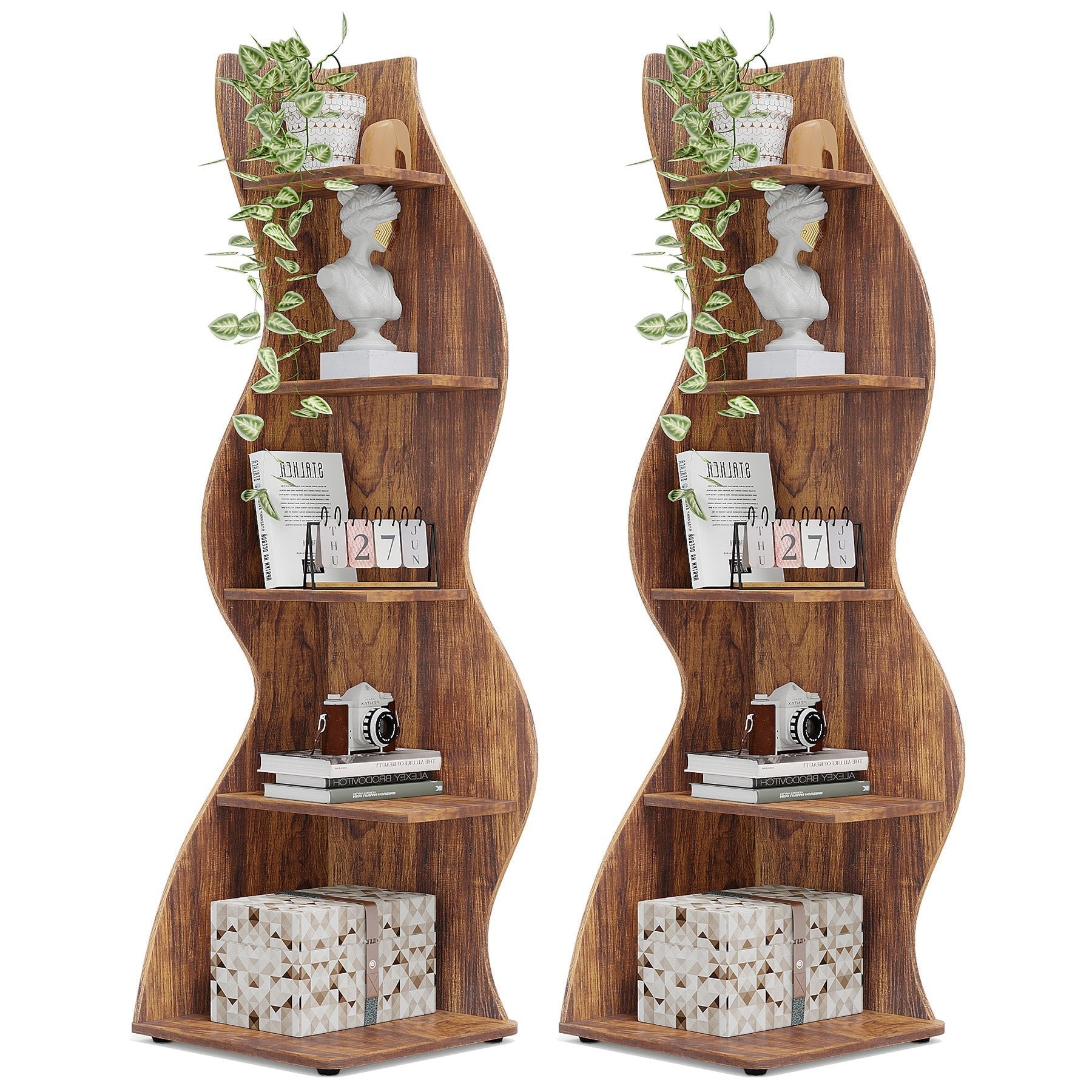 Tribesigns Corner Shelf, Modern 5-Tier Wall Corner Bookshelf Bookcase Tribesigns